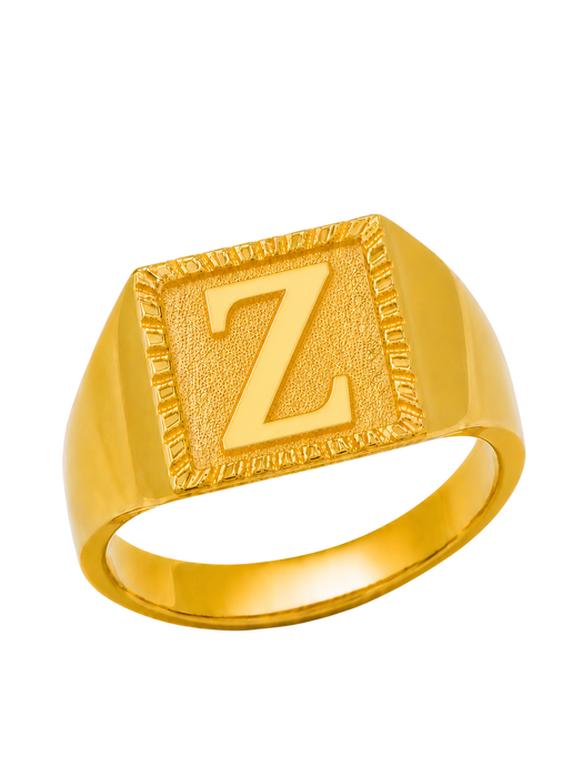 24K Yellow Gold Initial Signet Ring