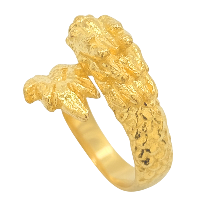 6MM 24K Yellow Gold Adjustable Dragon Ring