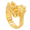 Polished yellow gold 6MM Adjustable Dragon Ring on a transparent background