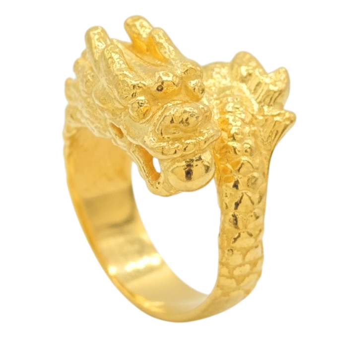 6MM 24K Yellow Gold Adjustable Dragon Ring