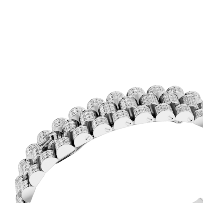 Rolex White Gold Datejust - 28mm - Diamond-paved - President