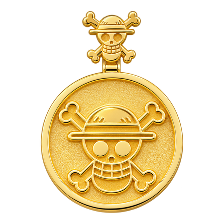 Anime Inspired Double Sided Pendant in yellow gold, refined front view