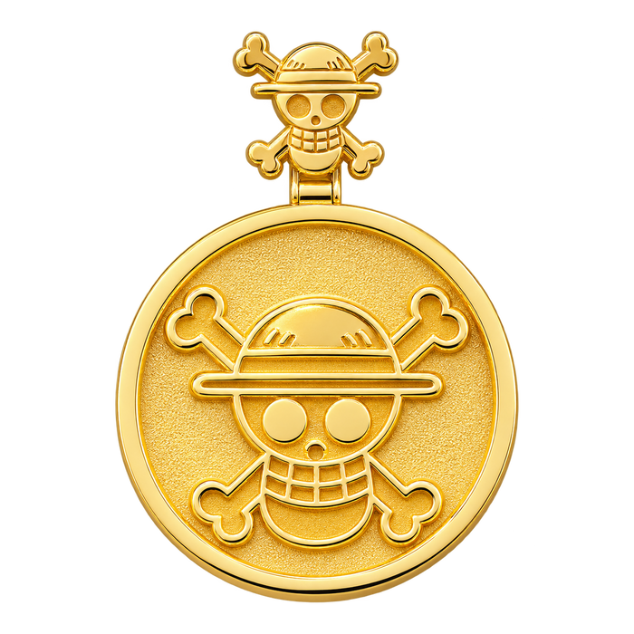 Anime Inspired Double Sided Pendant in yellow gold, refined front view