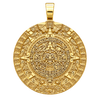 Aztec Calendar Pendant — polished yellow gold on transparent background