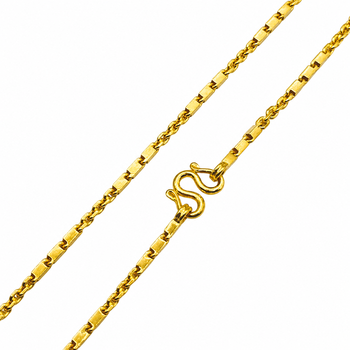 24K Yellow Gold 2.4MM Baht & Anchor Link Chain
