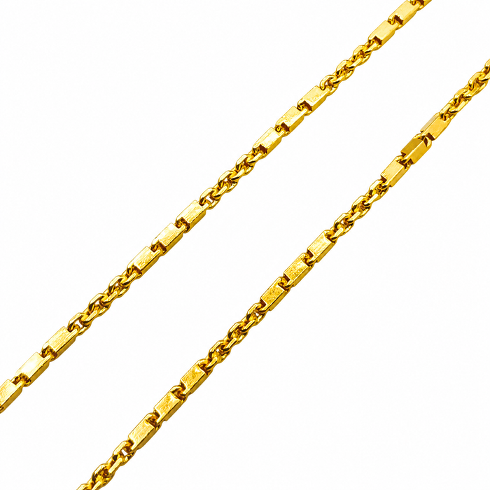 24K Yellow Gold 2.4MM Baht & Anchor Link Chain