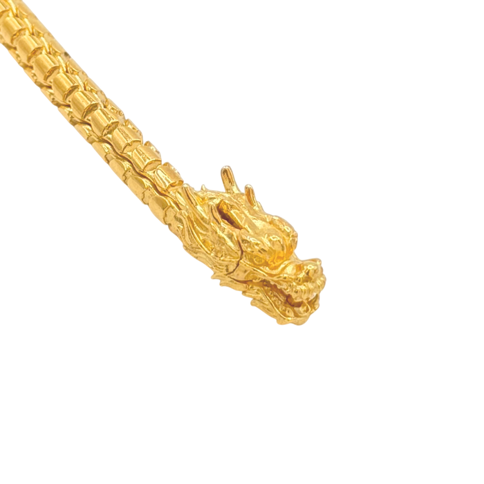 5MM 24K Yellow Gold Dragon Biting Tail Bracelet