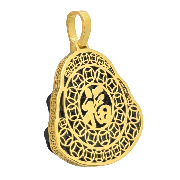 Black Jade Buddha w/ Money Coin Frame