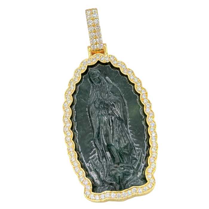 Black Jade Virgin Mary w/ Diamond Frame