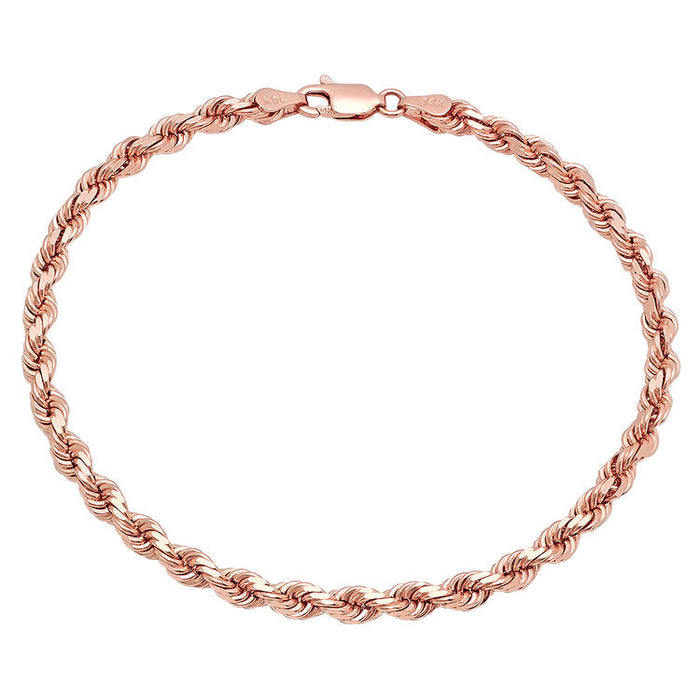 4MM Solid Diamond-Cut Rope Bracelet