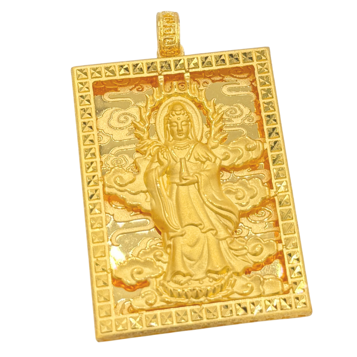 24K Yellow Gold Buddha Clouds Pendant