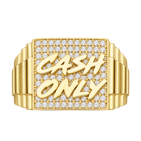 Cash Only Presidential Ring in yellow gold — studio view