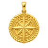 Compass Pendant — polished yellow gold on transparent background