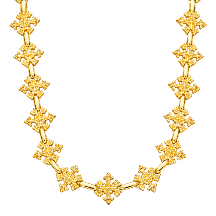9.5MM Ethiopian Orthodox Lalibela Cross Link Chain in yellow gold