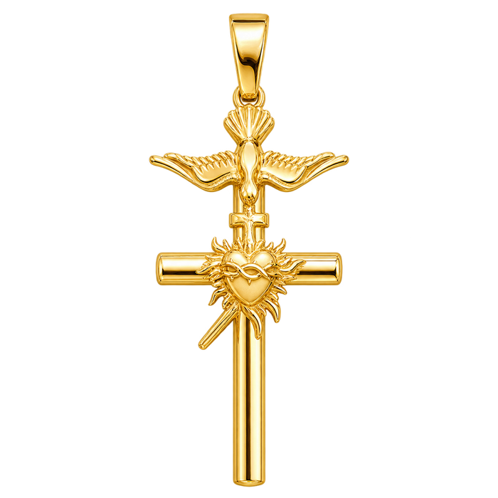 Cross of the Apostolate Pendant — polished yellow gold on transparent background