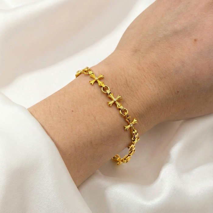 10MM Gothic Style Cross Bracelet