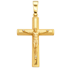 Detailed Crucifix Pendant — polished yellow gold on transparent background