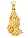 Detailed Praying Hands Pendant in yellow gold