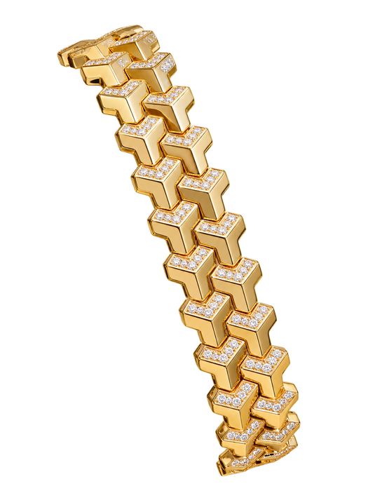 Diamond Armor Bracelet in polished yellow gold