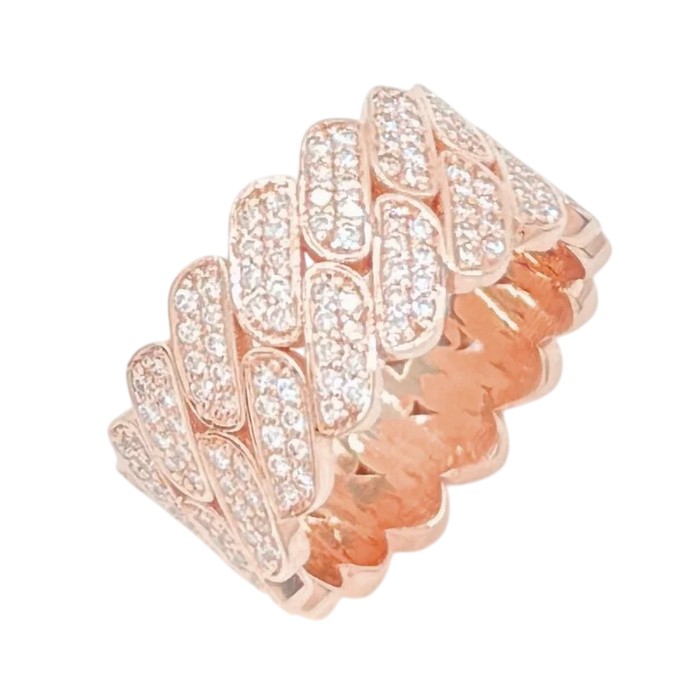 Diamond Cuban Link Ring in rose gold