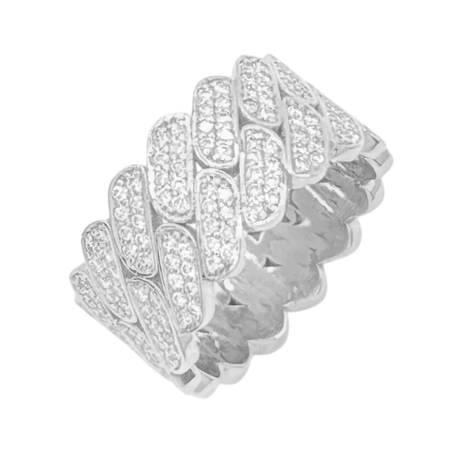 Diamond Cuban Link Ring in white gold
