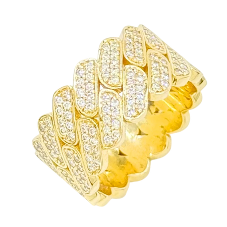 Diamond Cuban Link Ring in yellow gold