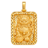 Diamond-Cut Back and Border Foo Dog Pendant — polished yellow gold on transparent background