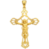 Diamond-Cut Crucifix Pendant — polished yellow gold on transparent background
