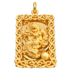 Diamond-Cut Dragon, Skull, and Tiger Pendant — polished yellow gold on transparent background