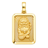 Diamond-Cut Foo Dog Rectangular Pendant — polished yellow gold on transparent background