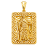 Diamond-Cut God of War (Guan Gong) Openwork Rectangular Pendant — polished yellow gold on transparent background