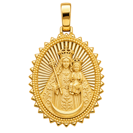 Diamond-Cut Lady of Remedies Pendant — polished yellow gold on transparent background