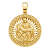 Diamond-Cut Michelangelo's Pietà Circular Pendant — polished yellow gold on transparent background