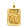 Diamond-Cut Money Frog Rectangular Pendant — polished yellow gold on transparent background