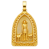 Diamond-Cut Saint Lazarus in Arch Frame Pendant — polished yellow gold on transparent background