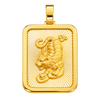 Diamond-Cut Tiger Rectangular Pendant — polished yellow gold on transparent background