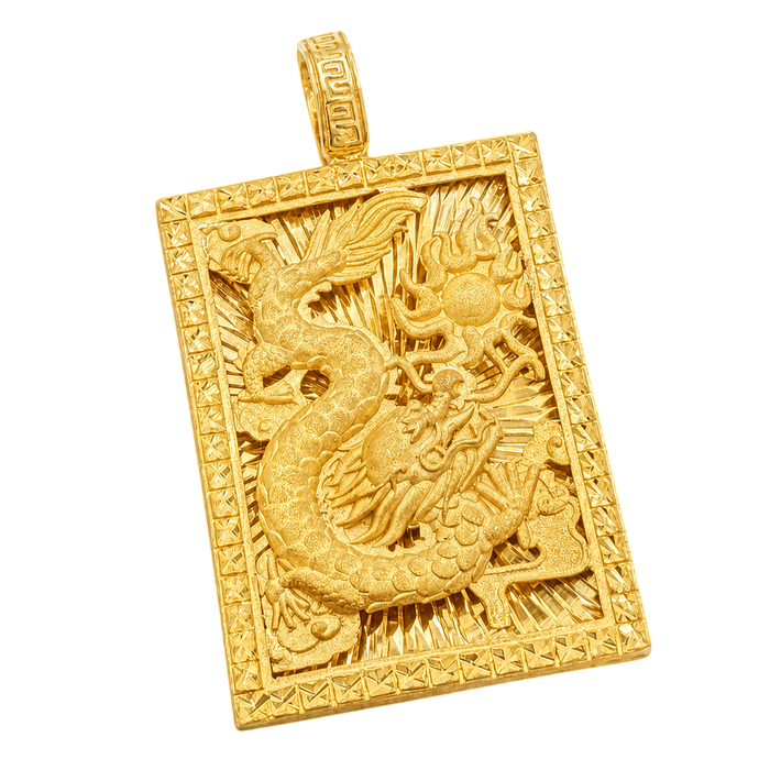 Diamond Cut Dragon Portrait Pendant