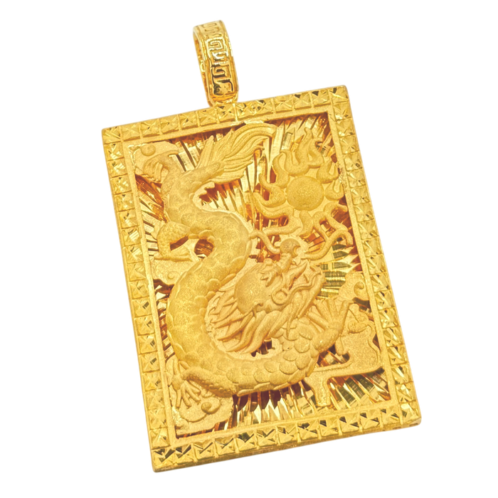 Diamond Cut Dragon Portrait Pendant