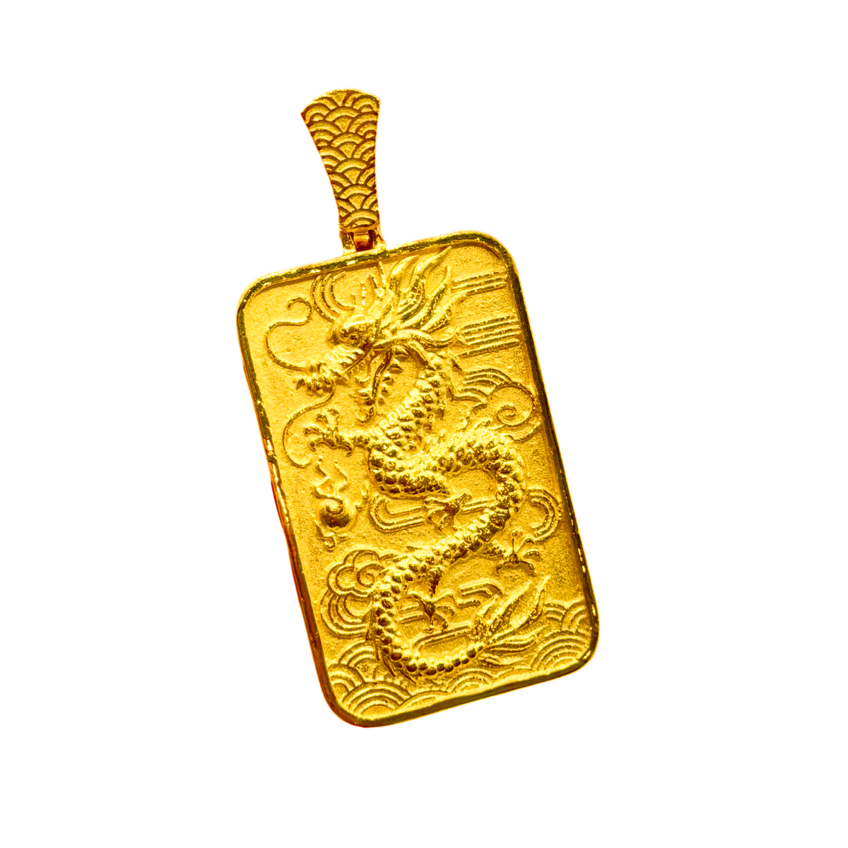 Rectangular Dragon 24K Yellow Gold Rectangle Dragon Pendant– Ta Jewelers