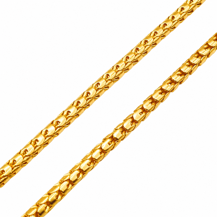 24K Yellow Gold 4.2MM Dragon Scale Chain w/ Dragon Heads