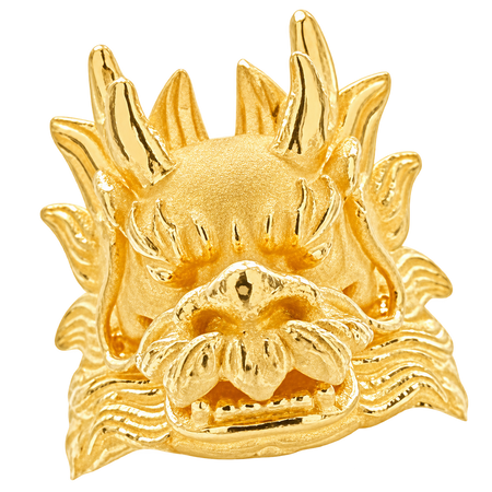 Dragon Ring — polished yellow gold studio view