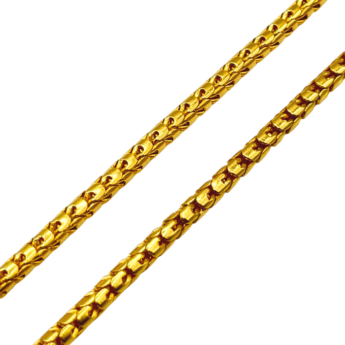 24K Yellow Gold 4.2MM Dragon Scale Chain w/ Dragon Heads