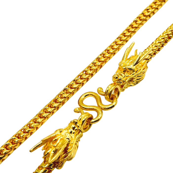 24K Yellow Gold 6MM Franco Chain w/ Dragon Heads