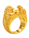 Eagle and Lion Sculpted Ring — yellow gold