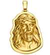 Eyes Closed Jesus Pendant — polished yellow gold on transparent background