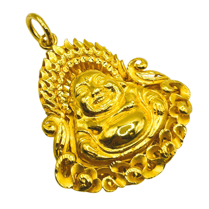 24K Yellow Gold Diamond Cut Fat Buddha