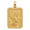God of War Rectangular Pendant — polished yellow gold on transparent background