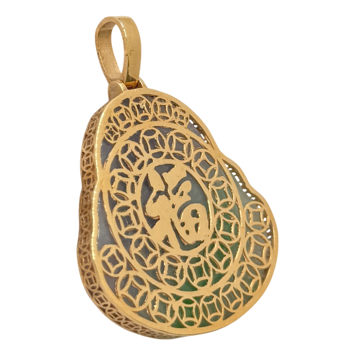 Gradient Purple/Green Jade Buddha w/ Money Coin Frame