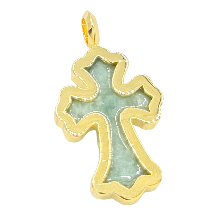 Gothic Jade Cross w/ Diamond Frame