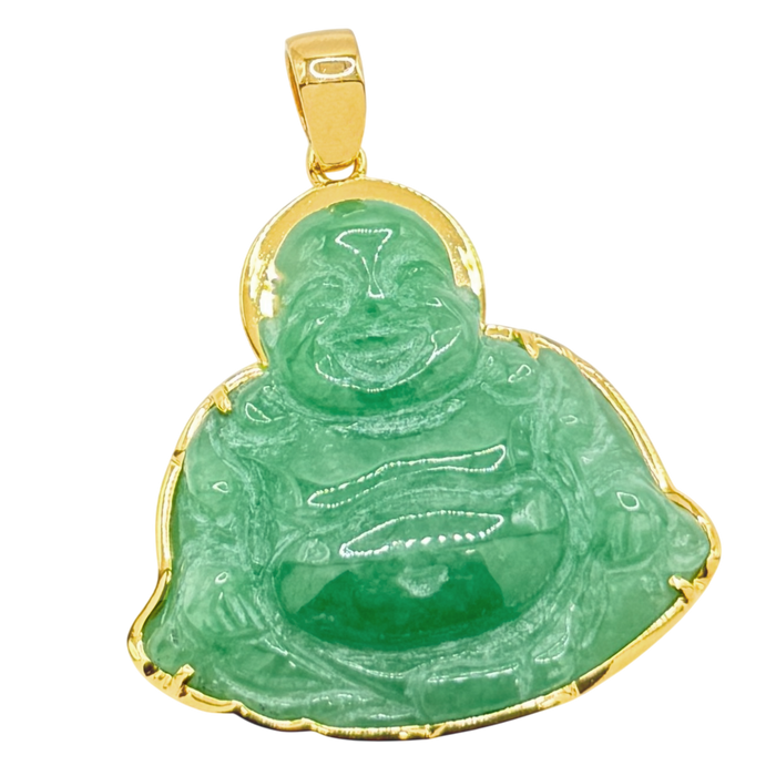 Green Jade Gold Lined Buddha